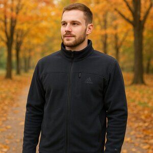 Adidas Men's Black Fleece Full-Zip Jacket – Size Large